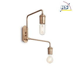 Wall luminaire TRIUMPH AP2, 2 flames, E27, with switch and fabric coated cable, antique brass