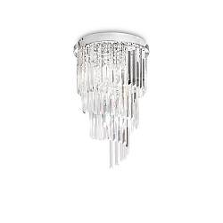 Ceiling luminaire CARLTON, 8 flames, E14, Ø 40cm, E14, with octagon chains and chrystal rods, chrome