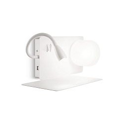 Luminaire mural BOOK 1 avec interrupteur, avec bras flexible, avec connexion USB G9 IP20, satin�, blanche