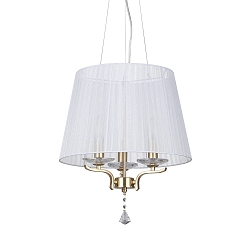 Luminaire à suspension PEGASO 3 flammes E14 IP20, laiton brossé, organza