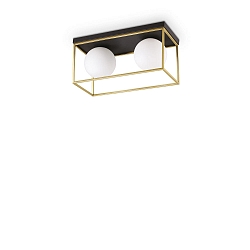 Luminaire de plafond LINGOTTO PL2 à 2 flammes E14 IP20, noir mat, laiton satiné gradable