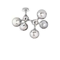 Luminaire de plafond NODI 5 flammes, rotatif E14 IP20, chrome, transparent