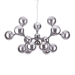 Luminaire à suspension NODI rotatif, 15 flammes E14 IP20, chrome, transparent