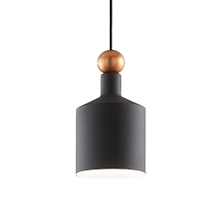 Pendant luminaire TRIADE-1, Ø 15cm / H 28cm, E27, dark grey / gold decor