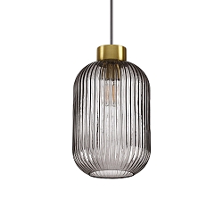 Pendant luminaire MINT-3, Ø 24cm, E27, smoked glass / brass satin