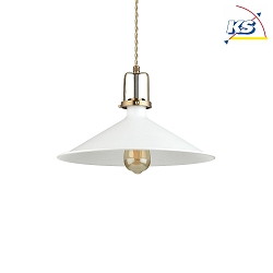 Pendant luminaire ERIS-4, E27, metal / details in satined gold / fabric coated cable, white