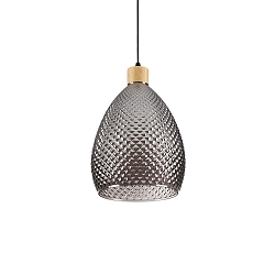 Luminaire à suspension BERGEN 1 E27 IP20, bois, couvert de poudre, couleurs fumée, noir 