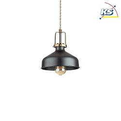 Pendant luminaire ERIS-2, E27, metal / details in satined gold / fabric coated cable, black