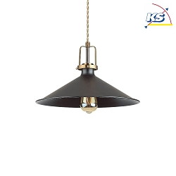 Pendant luminaire ERIS-4, E27, metal / details in satined gold / fabric coated cable, black