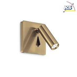 LED wall spot LITE for recessed socket installation, 3W 3000K 130lm, with switch, pivotable, brass