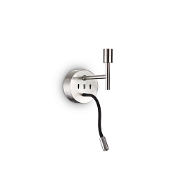 wall luminaire SET UP MAP2 2 flames, with flex arm, with USB connection E27 IP20, nickel