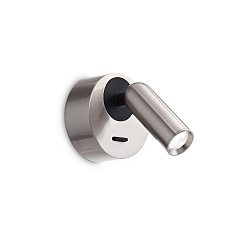 Luminaire mural BEAN rond, avec interrupteur IP20, nickel