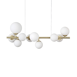 Luminaire à suspension PERLAGE 10 flammes, horizontal G9 IP20, laiton satiné 