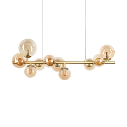 Luminaire à suspension PERLAGE 10 flammes G9 IP20, ambre, laiton satiné gradable