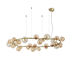 Luminaire à suspension PERLAGE 30 flammes G9 IP20, ambre, laiton satiné gradable