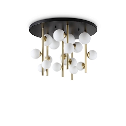 ceiling luminaire PERLAGE 18 flames G9 IP20, white, satined brass dimmable
