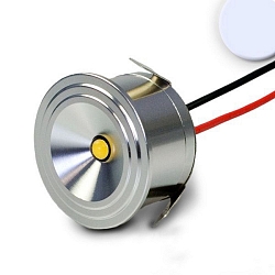 LED spot MiniAMP, IP54, 12V or 700mA, � 3cm / height 1.8cm, aluminium polished / clear, 3W 6000K 170lm 100�