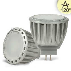 Pin based LED reflector lamp MR11 diffuse, 12V AC / DC, G4, 4W 3000K 250lm 120�, dimmable