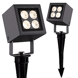 Outdoor LED spike spot CUBE, IP65, 4x2W CREE, 3000K 480lm 35�, rotatable and swivelling, incl. Kabel, anthracite