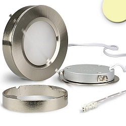 LED under cabinet / recessed light Slim MiniAMP, IP52, Ø 7cm, dimmable, brushed nickel / diffuse, 12V DC, 3W 2800K 160lm 120°