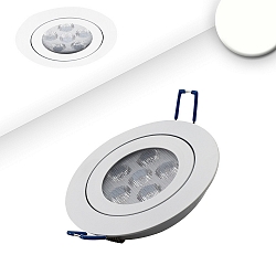 Recessed LED spot, prismatic, ultraflat, Ø 11.4cm, 15W 4200K 1120lm 72°, swivelling, dimmable, white