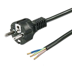 Prise Schutzkontakt-Stecker schwarz, 1,5m, lose Kabelenden