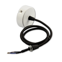 Ceiling canopy,round, � 7cm, incl. 150cm fabric coated cable (2 poles) + counter screwing, white