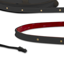 LED UV-C MiniAMP Flex strip 270nm, for surface disinfection, IP54, 12V DC, 12W, 1-sided with male plug, 116cm, black
