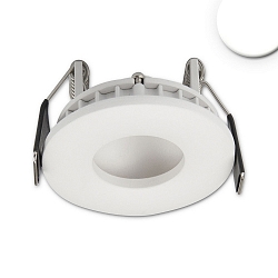 Recessed LED luminaire LUNA MiniAMP, indirect lightbeam, Ø 7.5cm, 24V DC, dimmable, aluminium, white, 4W 4000K 200lm 120°
