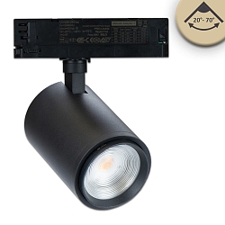 Projecteur triphas� 42W - 20�-70� FRUIT ON-OFF commutable, focalisable, pivotant � la cardan IP20, noir mat 