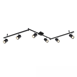 Rampe de projecteurs 6 flammes, pivotant, rotatif, avec bras articul� GU10 IP20, noir  gradable