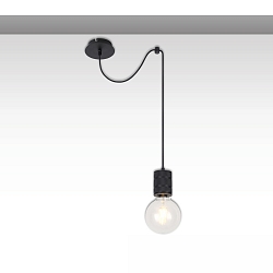 Luminaire à suspension INFINITY SINGLE ROUND à 1 flamme, rond, sans abat-jour E27 IP20, noir  gradable