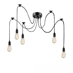Luminaire à suspension SPIDER 1 5 flammes, rond, sans abat-jour E27 IP20, noir  gradable