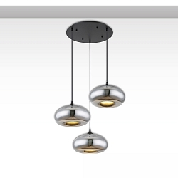 Luminaire à suspension 3 flammes, ovale E27 IP20, gradable