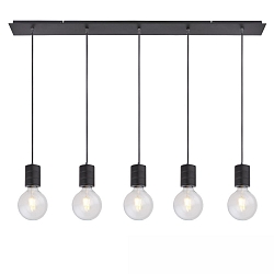 Luminaire � suspension E27 SURFACE 5 flammes, langue, avec rosette E27 IP20, noir mat gradable