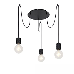 Luminaire � suspension E27 SURFACE 3 flammes, rond, avec crochet, avec rosette E27 IP20, noir mat gradable