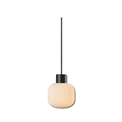 Luminaire à suspension INFINITY WHITE GLASS ROUND rainuré, avec câble ouvert, 2 pôles E27 IP20, noir gradable