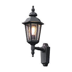 Luminaire mural d’extérieur PALLAS haut, petit E27 IP23, couleurs fumée, noir 
