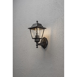 Luminaire mural d'extérieur SMALL à 1 flamme, petit E27 IP23, noir , transparent