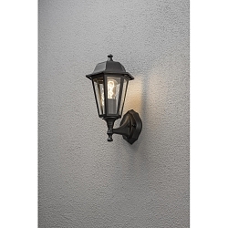 Luminaire mural d'extérieur BIG à 1 flamme, grand E27 IP23, noir , transparent