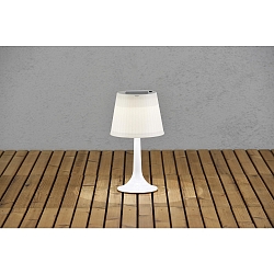 Lampe de table solaire ASSISI avec interrupteur, avec abat-jour IP44, scintillant, blanche 