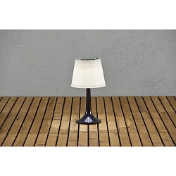 Lampe de table solaire ASSISI avec interrupteur, avec abat-jour IP44, satin, noir 