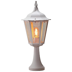 Pedestal light FIRENZE, E27 max. 100W, white aluminium / clear glass