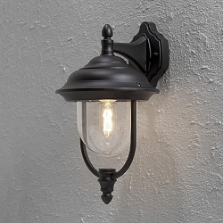 Luminaire mural d�ext�rieur PARMA Bas E27 IP43, noir , transparent