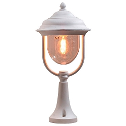 Pedestal light PARMA, E27 max. 75W, white aluminium / clear acrylic glass