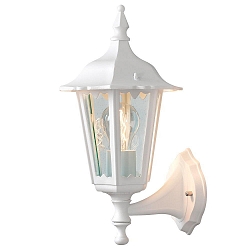 Outdoor wall luminaire FIRENZE UP, E27 max. 60W, white aluminium / clear glass