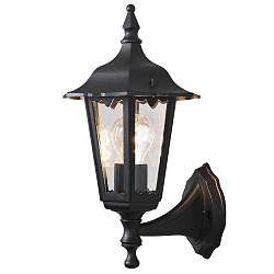 Outdoor wall luminaire FIRENZE UP, E27 max. 60W, black aluminium / clear glass