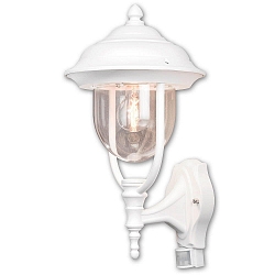 Luminaire mural d�ext�rieur PARMA avec d�tecteur de mouvement E27 IP44, transparent, blanche