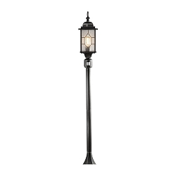 Path luminaire MILANO with motion detector, E27 max. 60W, black/silver, alu / acrylic glass with lead crystal look