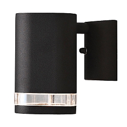 Outdoor wall spot MODENA, with reflector for partly indirect light, GU10 max. 35W, black aluminium / clear acrylic glass